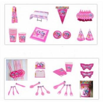 145pcs Unicorn Princess kids happy Birthday child Party Decorations  Tableware Set  Favor hat gift