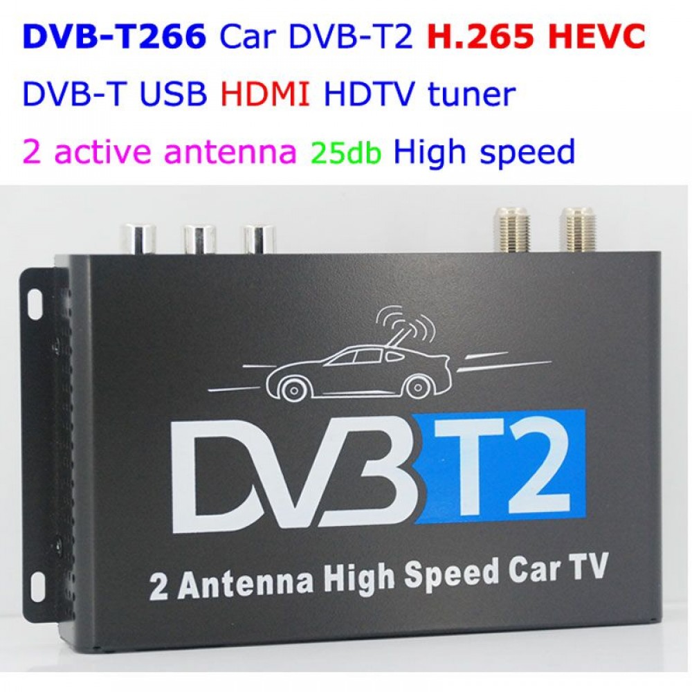 HDTV Car DVB-T266 Germany DVB-T2 H.266 HEVC MULTI PLP Digital TV Receiver automobile DTV box  With Two Tuner Antenna Freenet