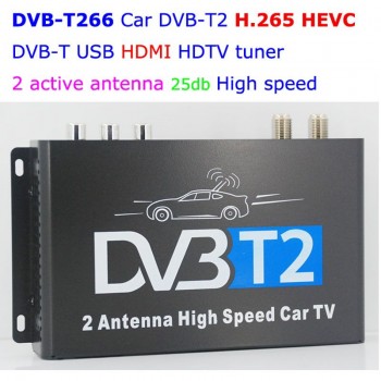 HDTV Car DVB-T266 Germany DVB-T2 H.266 HEVC MULTI PLP Digital TV Receiver automobile DTV box  With Two Tuner Antenna Freenet