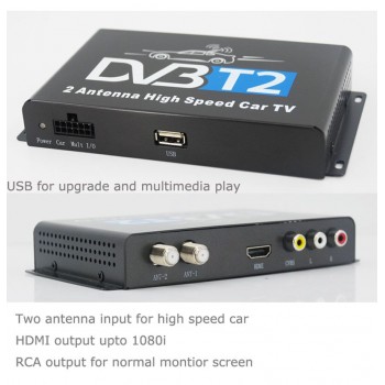 HDTV Car DVB-T266 Germany DVB-T2 H.266 HEVC MULTI PLP Digital TV Receiver automobile DTV box  With Two Tuner Antenna Freenet
