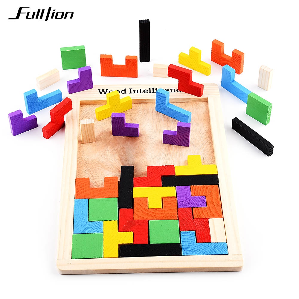 Fulljion Puzzle Games Math Toys For Children Model Wooden Learning Education Montessori 3D Puzzle Jigsaw Teaser Children Cubes