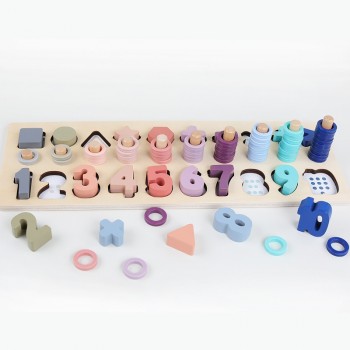 Preschool Wooden Montessori Toys Count Geometric Shape Cognition Match Baby Early Education Teaching Aids Math Toys For Children