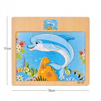 Montessori Toys Educational Wooden Toys for Children Early Learning 3D Cartoon Animal Traffic Puzzle Kids Math Jigsaw