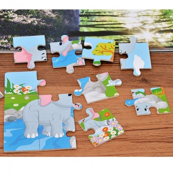 Montessori Toys Educational Wooden Toys for Children Early Learning 3D Cartoon Animal Traffic Puzzle Kids Math Jigsaw