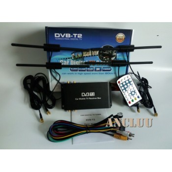 4 Antenna H.265 Car DVB T2 Mobile Digital TV Box External USB DVB-T2 Car TV Receiver for Germany Europe Southeast Asia