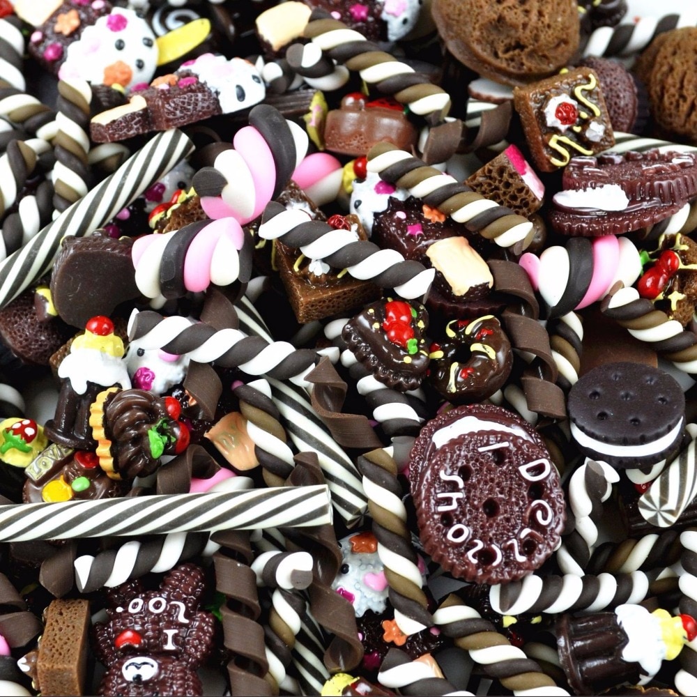 10PCS Slime Charms With Candy Sugar Chocolate Cake Resin Flatback of Slime Beads for Ornament Scrapbook DIY Crafts