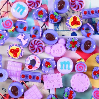 10PCS Slime Charms With Candy Sugar Chocolate Cake Resin Flatback of Slime Beads for Ornament Scrapbook DIY Crafts