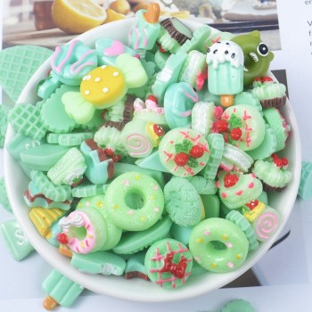 10PCS Slime Charms With Candy Sugar Chocolate Cake Resin Flatback of Slime Beads for Ornament Scrapbook DIY Crafts