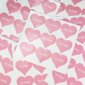 10Sheets/90pcs Stickers for Slime Container Pink Heart Shape Slime DIY Accessories Slime Storage Box Sticker Supplies