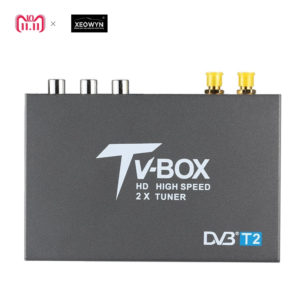 Dual antenna Car DVB-T2 Mobile DVB T2 TV BOX Receiver for Car DVD digital TV tuner Mpeg-4 MPEG-2 For Russia Europe