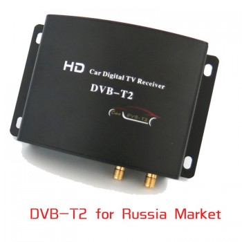 High Speed HD Car TV Tuner Mobile DVB-T T2 MPEG-4 Digital TV Receiver Box Dual antennas for Russia European