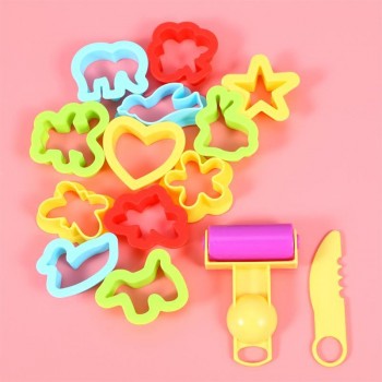 Kids Plastic Plasticine Mould Tools DIY Children Clay Cutters Moulds Toy Kit Funny Dough Modeling Tool with Knife Roller Toys