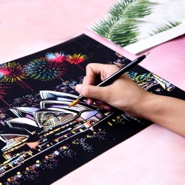 HIINST  16.1x11.3in Magic Scratch Art Painting Paper With Drawing Stick Kids Toy Painting Gift Toy Kid Drop Shipping L827