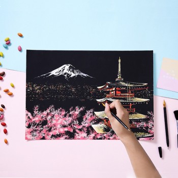 HIINST  16.1x11.3in Magic Scratch Art Painting Paper With Drawing Stick Kids Toy Painting Gift Toy Kid Drop Shipping L827