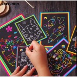 10pcs Small and Large size Two-in-one Magic Color Scratch Art Paper Coloring Cards Scraping Drawing Toys for Children kids GYH