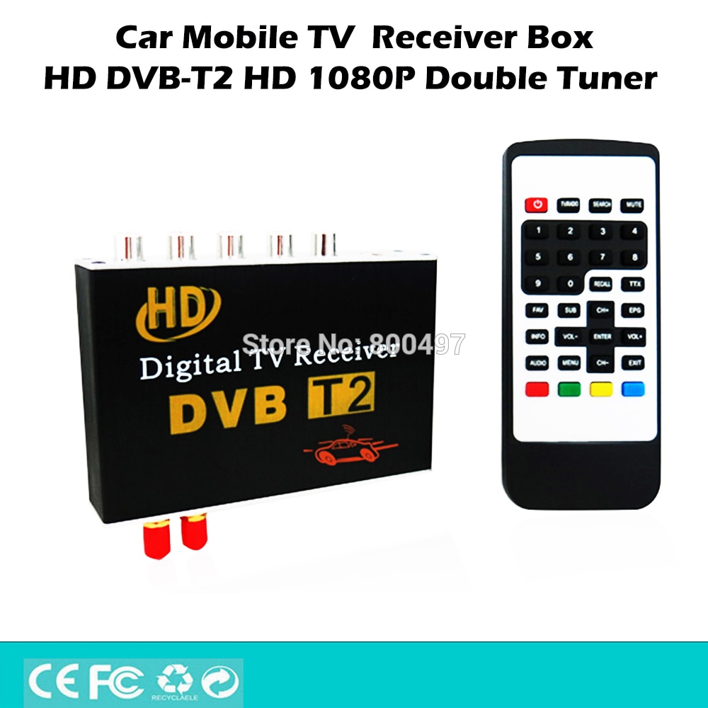 HD 1080P HDMI CVBS Mobile Digital TV Receiver Mobile Car DVB-T2 MPEG4 MPEG2 Digital TV Double Tuner HD Receiver Box Set