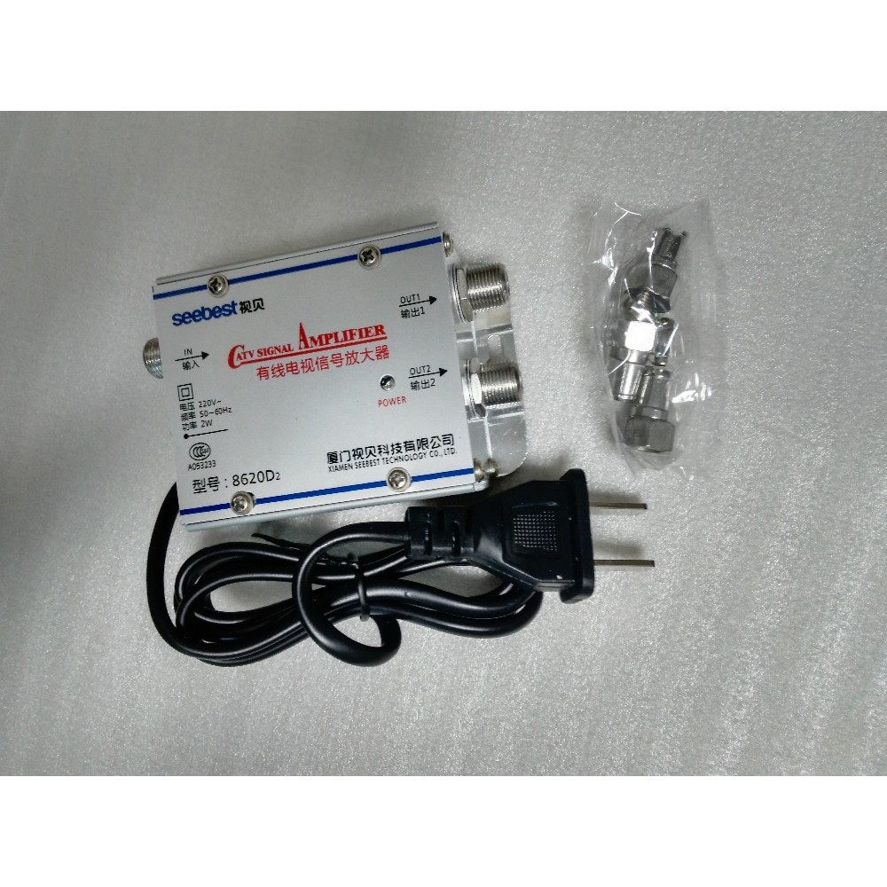 1 in 2 out  CATV Cable TV Video  Signal Amplifier AMP Booster Splitter Broadcast Equipments Accessories