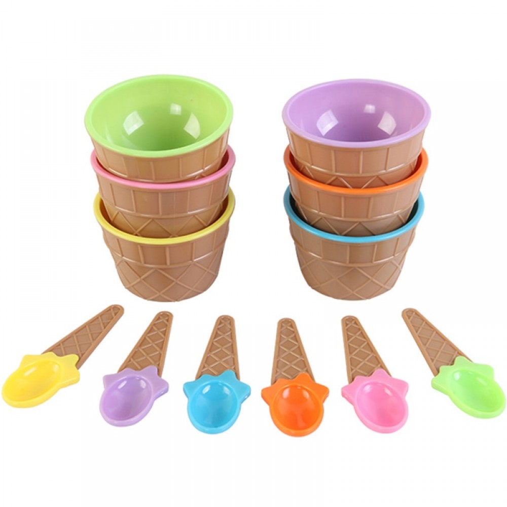 1 Set Ice Cream Bowl Spoon Clear Slime Fluffy Polymer Clay Box Bowl Educational Kids Toys for Children DIY Kits Accessories Gift