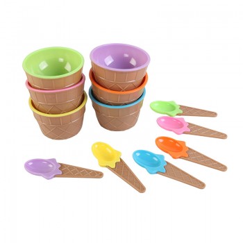 1 Set Ice Cream Bowl Spoon Clear Slime Fluffy Polymer Clay Box Bowl Educational Kids Toys for Children DIY Kits Accessories Gift