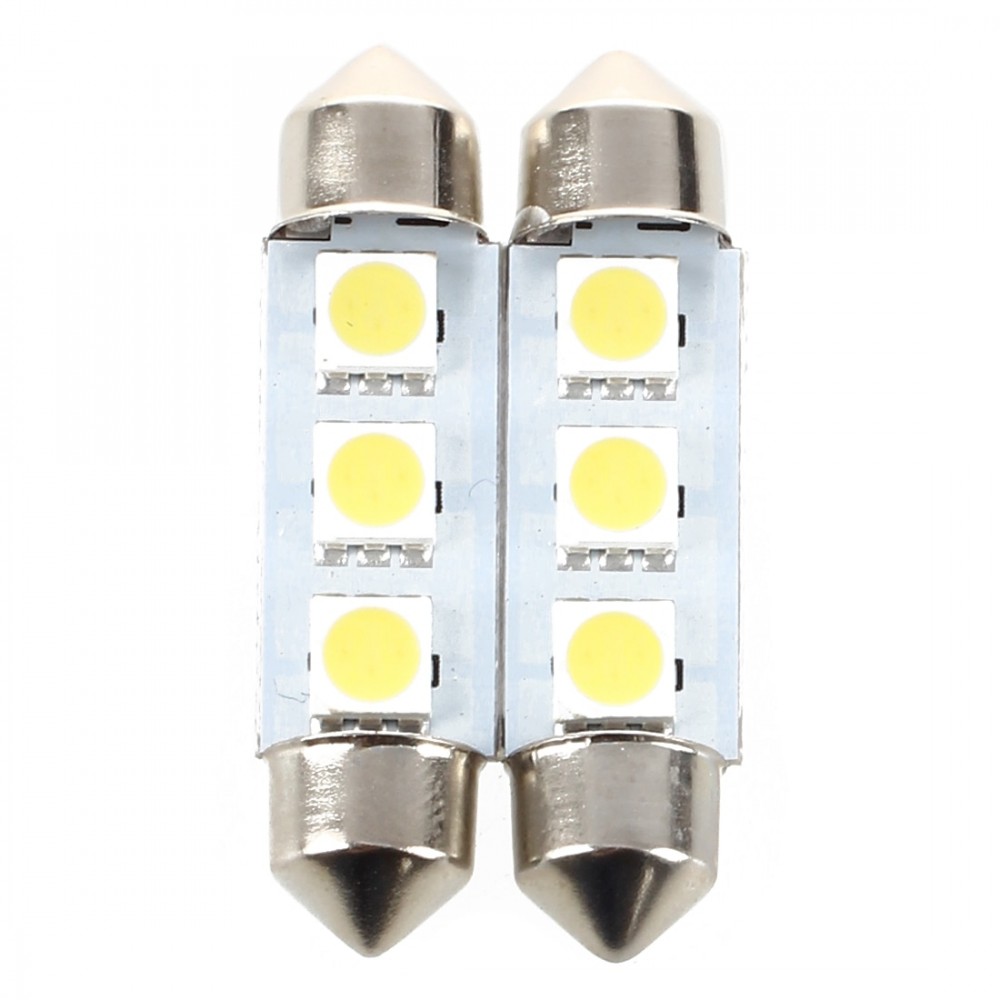 2X BULB SHUTTLE FESTOON 3 LED 39MM CANBUS WHITE