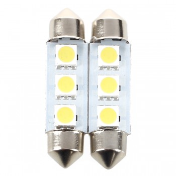 2X BULB SHUTTLE FESTOON 3 LED 39MM CANBUS WHITE
