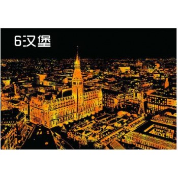 Decorative painting scratch Scraping painting drawing paper world Sightseeing pictures home decoration birthday gifts