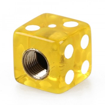 Vehicle Car Tyre Valve Cap Cover Dice Shape Yellow 4 Pcs