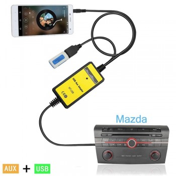 Vehemo Car USB Aux-in Adapter Audio Cable MP3 Player Input Interface For Miata RX8 Mazda 323 3 5 6 MX5 2003-2008 Car-styling