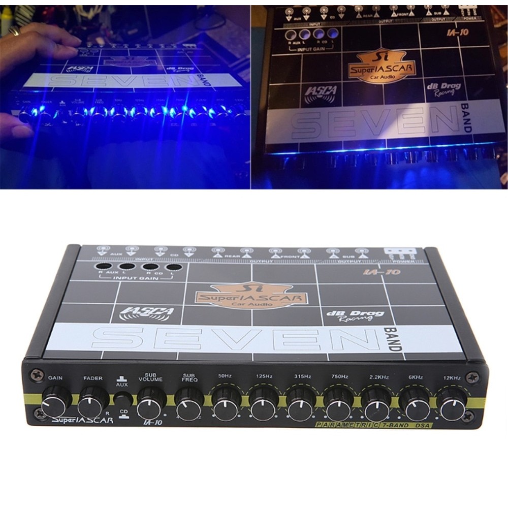 OOTDTY Car Audio 7 Band Equalizer Modified Car EQ Equalizer Class Fever Audio Car Tuner