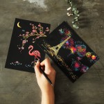 HIINST 4pcs 20x14cm Magic Scratch Art Painting Paper With Drawing Stick Kids Toy Painting Gift Toy Kid Drop Shipping L827