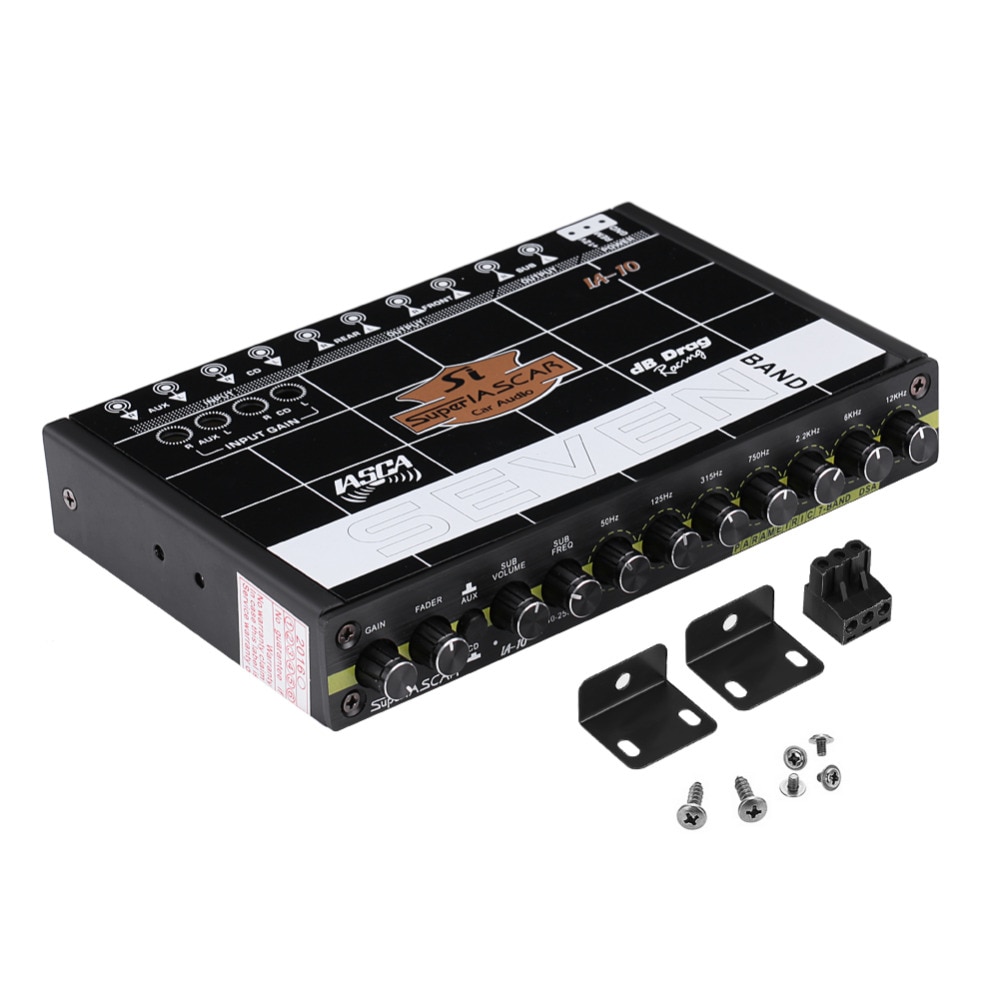 Car Audio Modified Graphic Equalizer EQ 7s Car Audio Stereo Tuner W/ 3.5mm Aux-in amp; Knob Car Auto Accessories