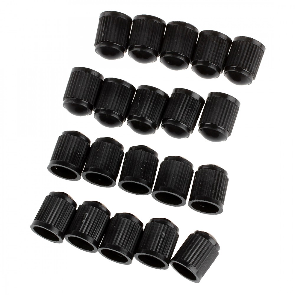 20pcs Plastic Bike Bicycle Valve Dust Caps Car Van Motorbike Tyre Tubes Black