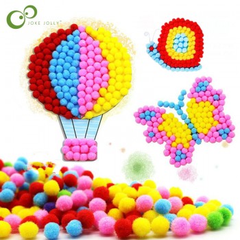 1 Pcs Baby Kids Creative DIY Plush Ball Painting Stickers Children Educational Handmade Material Cartoon Puzzles Crafts Toy GYH