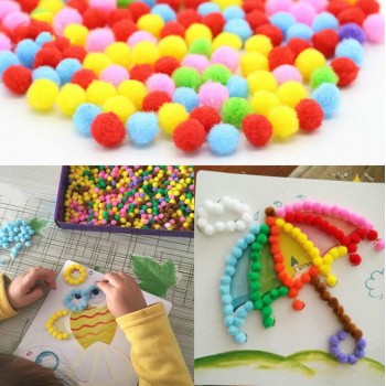 1 Pcs Baby Kids Creative DIY Plush Ball Painting Stickers Children Educational Handmade Material Cartoon Puzzles Crafts Toy GYH