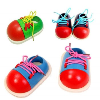 1Piece Kids DIY Eva Clock Learning Education Fashion Toddler Lacing Shoes Montessori Kids Wooden Toys Children Toys