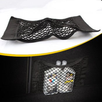 New Strong Magic Tape Car Seat Back Storage Mesh Net Bag 40cm 25cm Luggage Holder Pocket Sticker Trunk Organizer 1PCS