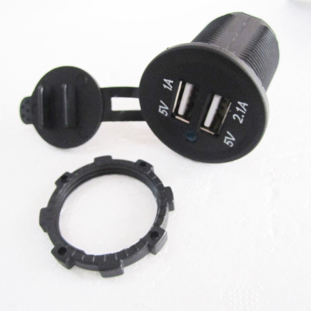 3.1 Amp Duel USB Car Charger Outlet Panel Mount Motorcycle
