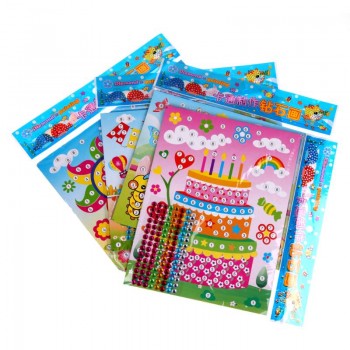 2pcs DIY Diamond Handmade Stickers Crystal Paste Painting Mosaic Puzzle Stickers Toys Children Early Education Gift Randon Color