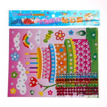 2pcs DIY Diamond Handmade Stickers Crystal Paste Painting Mosaic Puzzle Stickers Toys Children Early Education Gift Randon Color