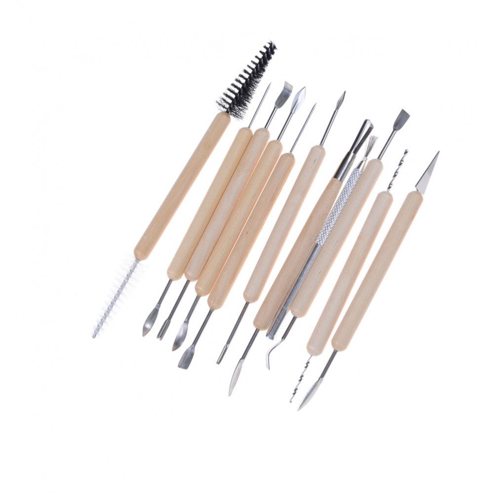11pcs Multifunction Professional Wood Metal Handle Wax Pottery Clay Sculpture Carving Modeling Wire Texture Tool Fimo DIY Craft