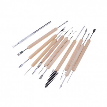 11pcs Multifunction Professional Wood Metal Handle Wax Pottery Clay Sculpture Carving Modeling Wire Texture Tool Fimo DIY Craft
