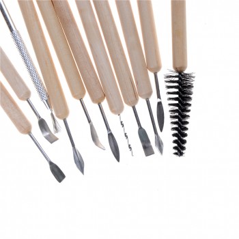11pcs Multifunction Professional Wood Metal Handle Wax Pottery Clay Sculpture Carving Modeling Wire Texture Tool Fimo DIY Craft