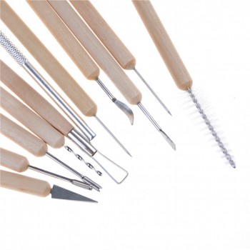11pcs Multifunction Professional Wood Metal Handle Wax Pottery Clay Sculpture Carving Modeling Wire Texture Tool Fimo DIY Craft