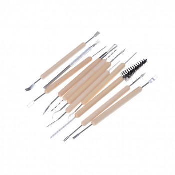 11pcs Multifunction Professional Wood Metal Handle Wax Pottery Clay Sculpture Carving Modeling Wire Texture Tool Fimo DIY Craft