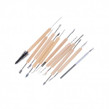 11pcs Multifunction Professional Wood Metal Handle Wax Pottery Clay Sculpture Carving Modeling Wire Texture Tool Fimo DIY Craft