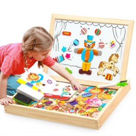100+PCS Wooden Magnetic Puzzle Figure/Animals/ Vehicle /Circus Drawing Board 5 styles Box Educational Toy Gift