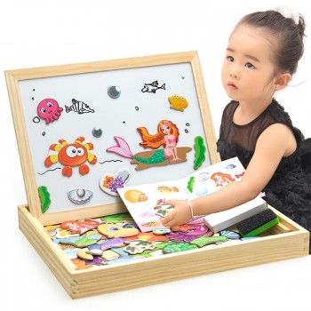 100+PCS Wooden Magnetic Puzzle Figure/Animals/ Vehicle /Circus Drawing Board 5 styles Box Educational Toy Gift