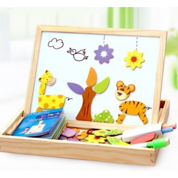 100+PCS Wooden Magnetic Puzzle Figure/Animals/ Vehicle /Circus Drawing Board 5 styles Box Educational Toy Gift