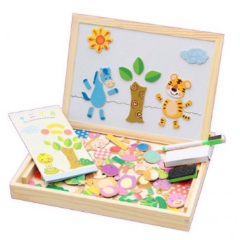 100+PCS Wooden Magnetic Puzzle Figure/Animals/ Vehicle /Circus Drawing Board 5 styles Box Educational Toy Gift