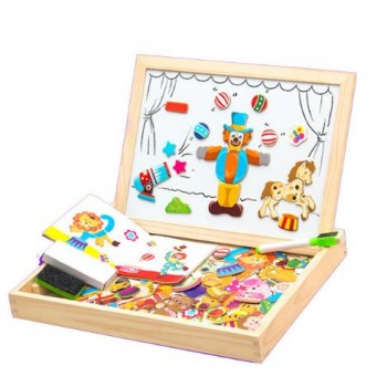 100+PCS Wooden Magnetic Puzzle Figure/Animals/ Vehicle /Circus Drawing Board 5 styles Box Educational Toy Gift